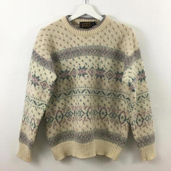 Vintage Eddie Bauer Women’s Fair Isle Wool Blend Sweater Size M - Picture 1 of 4